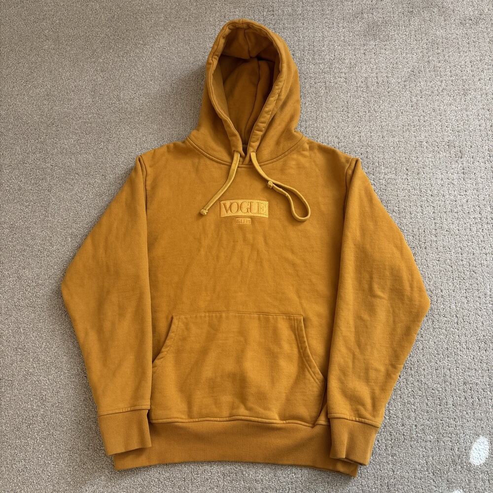 KITH X VOGUE Sweatshirt Hoodie Sz Small Mustard Yellow Pockets KH2156